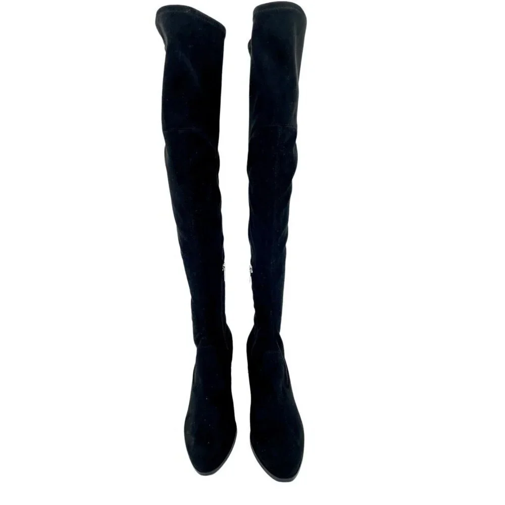 Marc Fisher Black Fabric Faux Suede Knee High Boots SZ 8.5 New $249